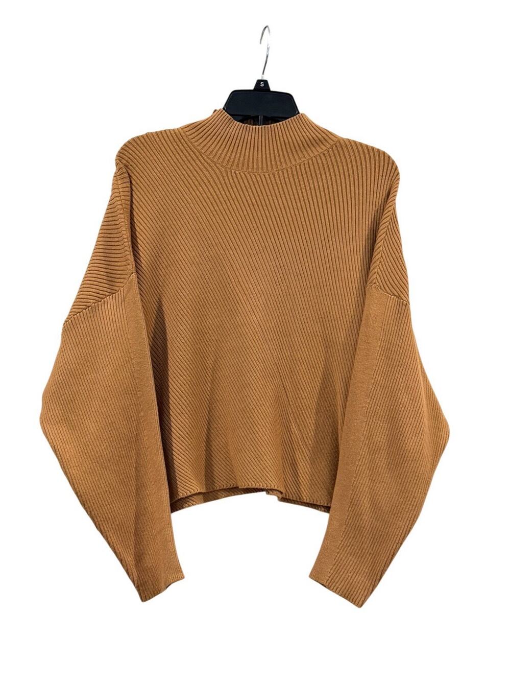 Anthropologie Maeve The Meredith Mock Neck Sweater Camel Brown Ribbed Size M